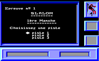 Downhill Challenge (Amstrad CPC) screenshot: Competition's Event description