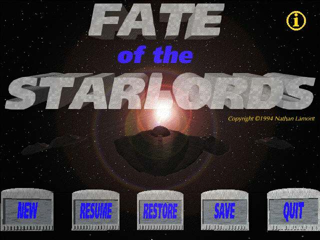 Fate of the Starlords (Windows 3.x) screenshot: Main menu