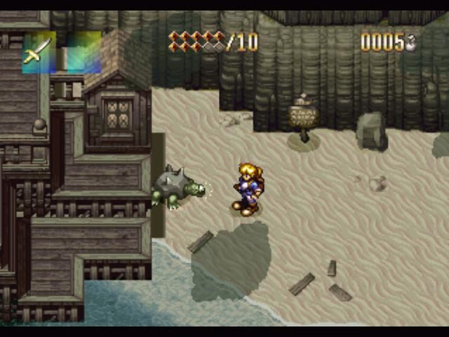 Alundra (PlayStation) screenshot: Fighting turtles