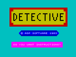 Detective (ZX Spectrum) screenshot: Title Screen