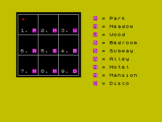 Detective (ZX Spectrum) screenshot: Location Names