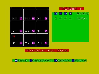 Detective (ZX Spectrum) screenshot: First Guess
