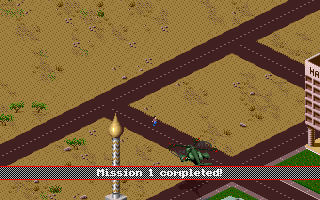 Desert Strike: Return to the Gulf (DOS) screenshot: Mission completed