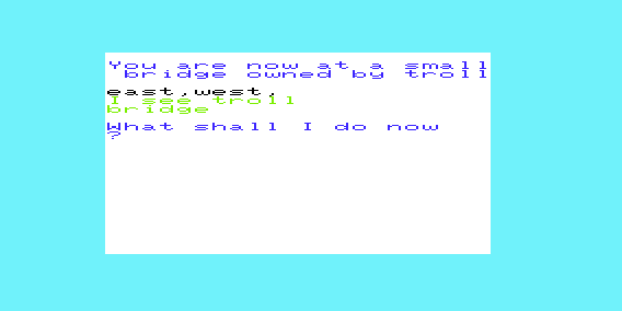 Rescue from Castle Dread (VIC-20) screenshot: Encountering a Bridge Troll