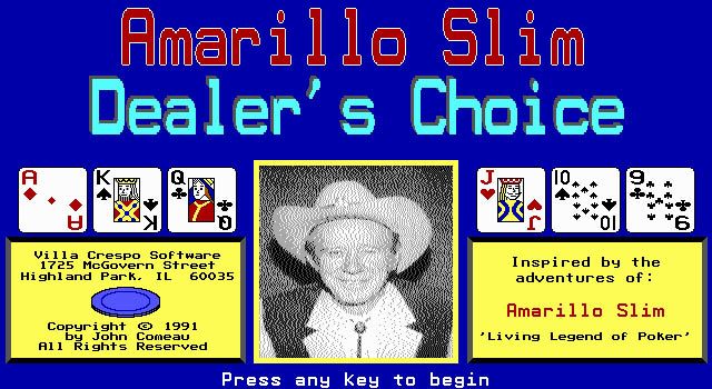 Amarillo Slim Dealer's Choice (DOS) screenshot: Title screen