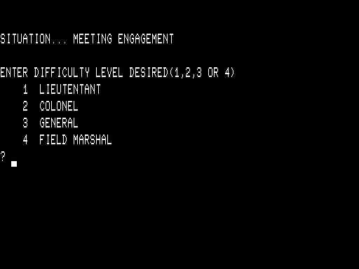 Dnieper River Line (TRS-80) screenshot: Difficulty level 4 options