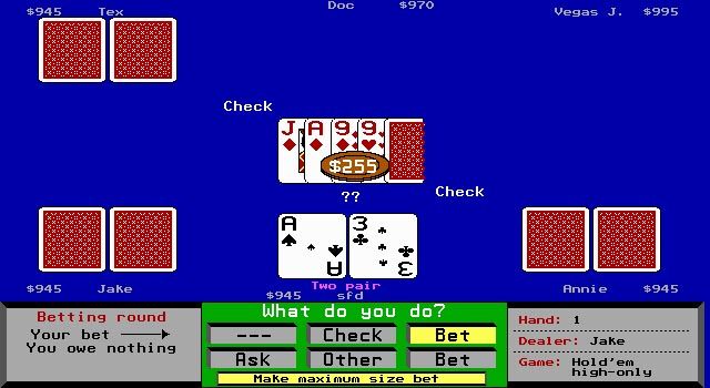 Amarillo Slim Dealer's Choice (DOS) screenshot: bettting round