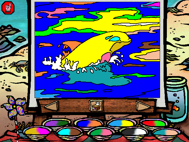 Free Willy: Activity Center (Windows 3.x) screenshot: Coloring a picture