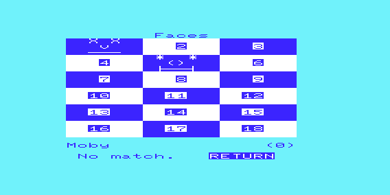 Square Pairs (VIC-20) screenshot: Not a Match