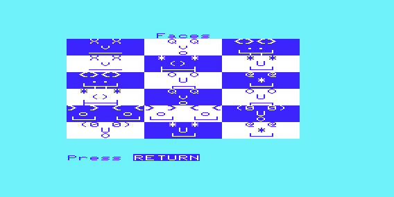 Square Pairs (VIC-20) screenshot: Completed Board