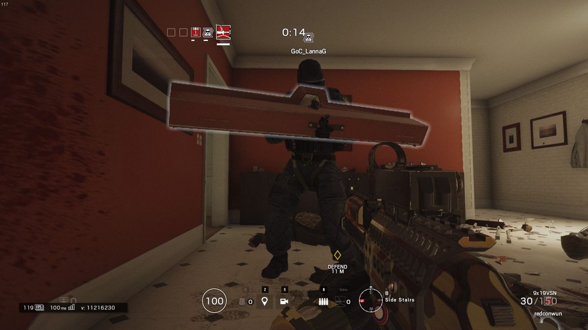 Tom Clancy's Rainbow Six: Siege (Windows) screenshot: Reinforcing walls makes it trickier for attackers to breach a building