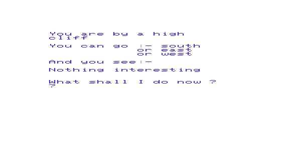 Time Slip and Treasure Island (VIC-20) screenshot: By a High Cliff