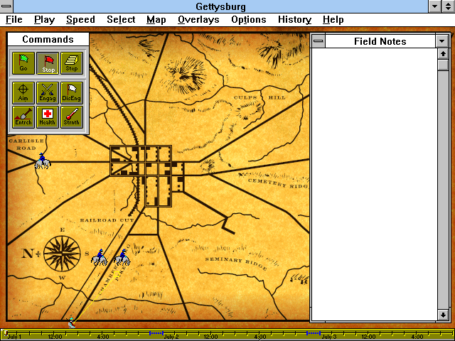 Gettysburg: Multimedia Battle Simulation (Windows 3.x) screenshot: Starting a new game