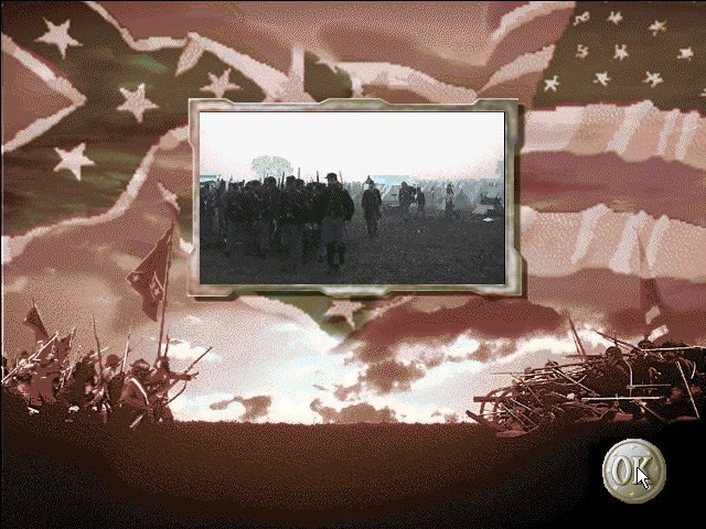 Gettysburg: Multimedia Battle Simulation (Windows 3.x) screenshot: One of the videos taken from the movie