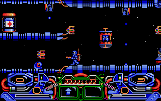 Dark Fusion (Atari ST) screenshot: The thing in the upper left is a teleporter leading to a boss fight.