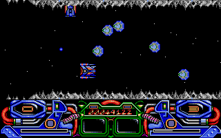 Dark Fusion (Atari ST) screenshot: Space shooty stuff.