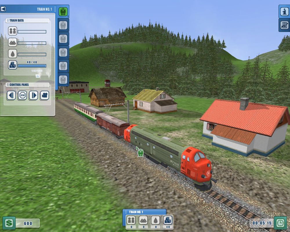 Railroad Lines (Windows) screenshot: Mixing freight and passenger cars. YOLO