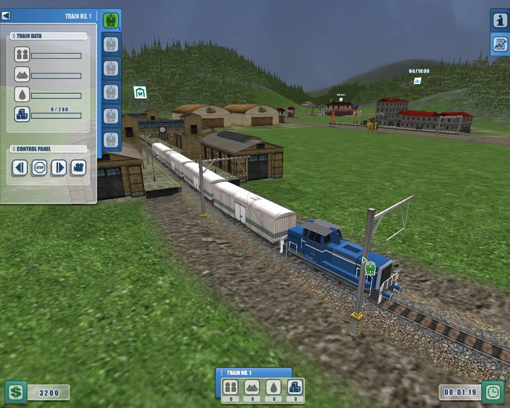 Railroad Lines (Windows) screenshot: Longer freight train, not messing around now