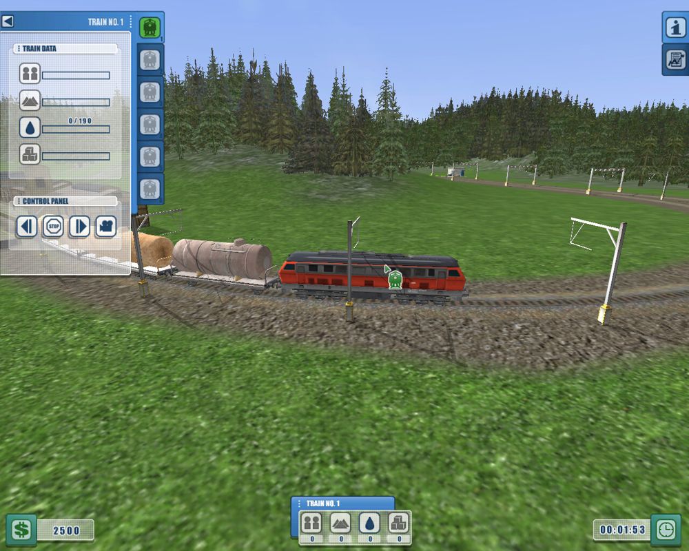 Railroad Lines (Windows) screenshot: Train no. 1 on the move