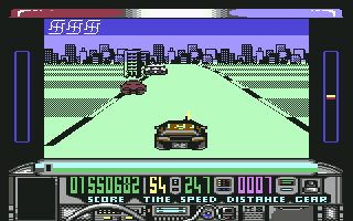 Chase H.Q. (Commodore 64) screenshot: Caught sight of the Chicago Pushers...