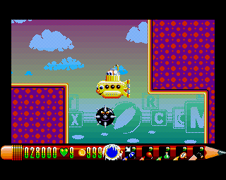 Doodlebug: Bug Bash II (Amiga) screenshot: In level 1 you can also use submarine.