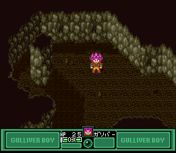 Kūsō Kagaku Sekai Gulliver Boy (SNES) screenshot: Alone through a dungeon