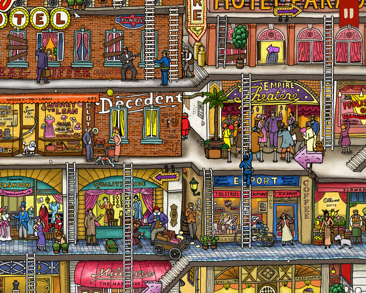 Labyrinth City: Pierre the Maze Detective (Windows) screenshot: ...A web of one-way streets in a real city could feel just as maze-like, but wouldn't show details well if seen from the top.