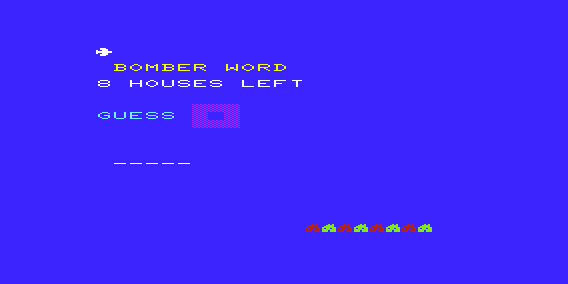 Bomber Word (VIC-20) screenshot: First Guess