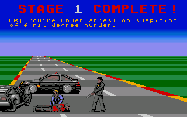 Chase H.Q. (Amiga) screenshot: Slasher arrested for first degree murder