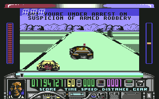 Chase H.Q. (Commodore 64) screenshot: Arrested the suspect for armed robbery
