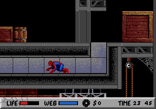 Spider-Man (Genesis) screenshot: crawling through the air ducts