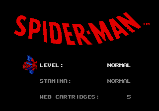 Spider-Man (Genesis) screenshot: Options