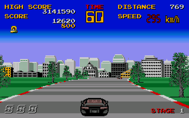 Chase H.Q. (Amiga) screenshot: Score points by passing cars