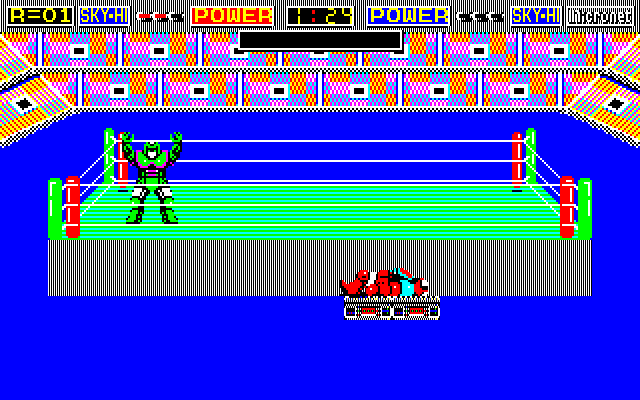Robo Wres 2001 (PC-88) screenshot: Green robot wins