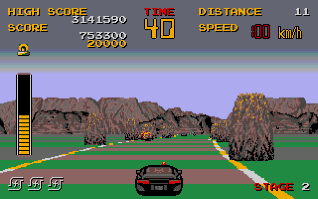 Chase H.Q. (Amiga) screenshot: Half-damaged the armed robber's car