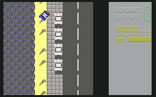 APB (Commodore 64) screenshot: Nice day to park on the beach and watch the waves go by