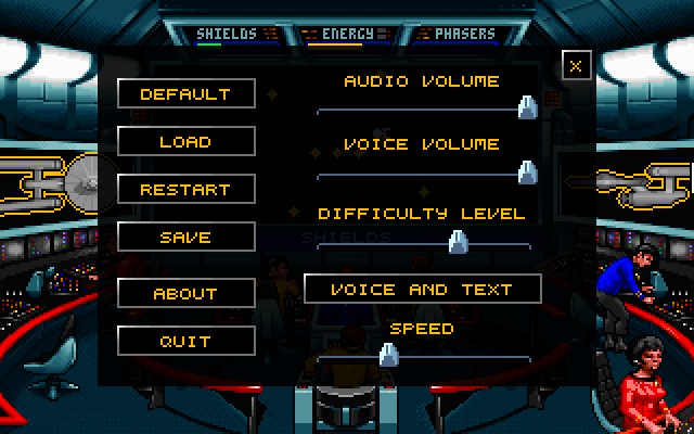 Super Star Trek meets 25th Anniversary (Windows) screenshot: Game options