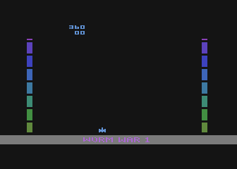 Worm War I (Atari 8-bit) screenshot: I ran out of fuel. Game over.