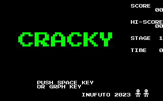 Cracky (PC-8000) screenshot: The title screen. (8001mkII)