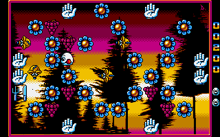 Kwik Snax (DOS) screenshot: You can push those flowers out of your way (VGA)