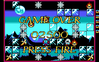 Kwik Snax (DOS) screenshot: Game over (EGA)