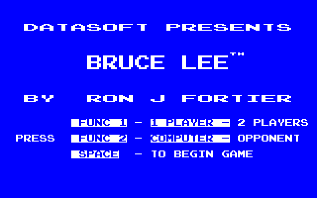 Bruce Lee (PC-88) screenshot: Main menu