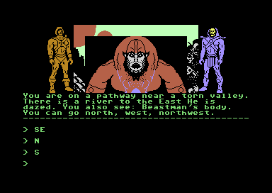 Masters of the Universe: Super Adventure (Commodore 64) screenshot: Yikes! Beastman!