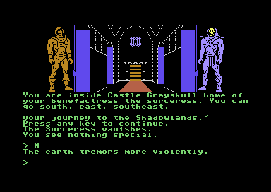 Masters of the Universe: Super Adventure (Commodore 64) screenshot: Inside Castle Grayskull.