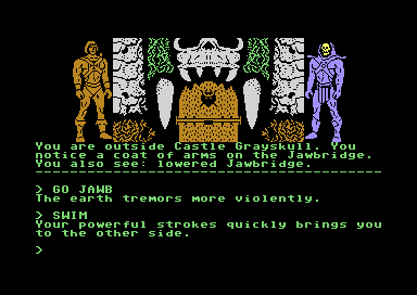 Masters of the Universe: Super Adventure (Commodore 64) screenshot: Grayskull Jawbridge.