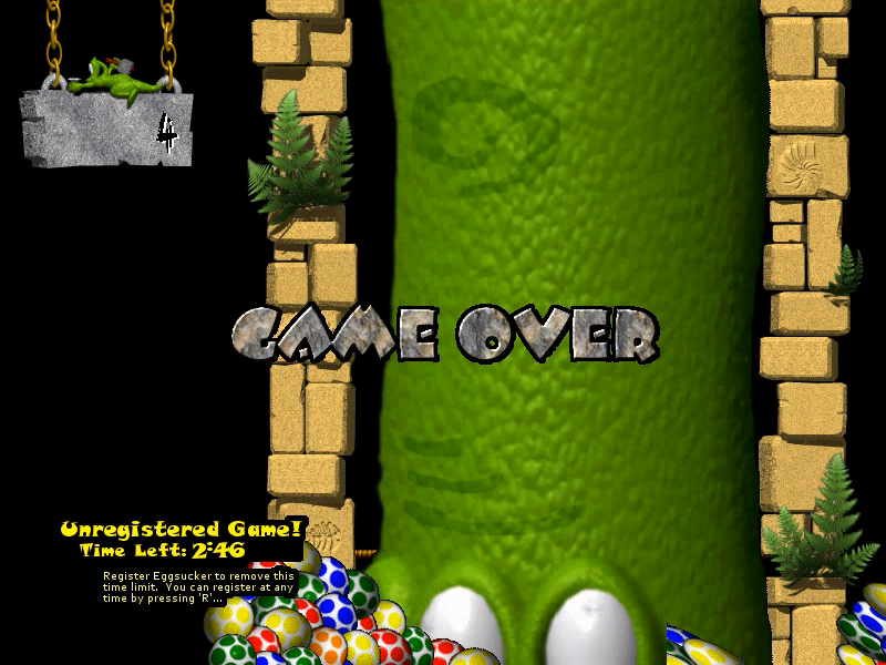 Eggsucker (Windows) screenshot: Game over