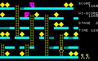 Cracky (Sharp MZ-80K/700/800/1500) screenshot: Climbing a ladder on the 2nd stage.
