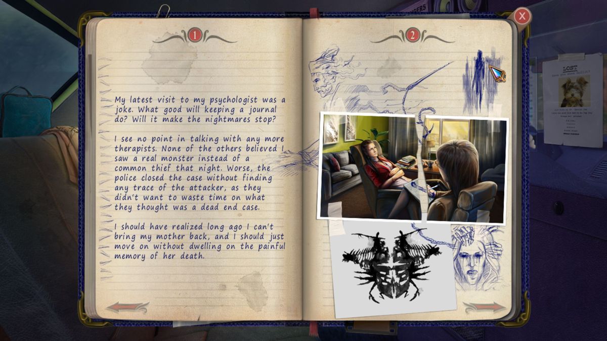 Dark Angels: Masquerade of Shadows (Windows) screenshot: There is an in-game journal which keeps track of the story but current goals are recorded elsewhere
