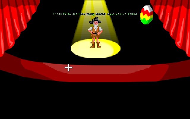Night of the Hermit (Windows) screenshot: Pre-intro scene where Herman explains that Easter eggs can be found in this game