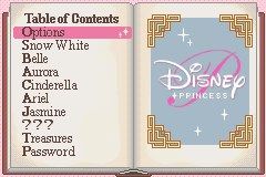 Disney Princess (Game Boy Advance) screenshot: Players may select to play a princess' chapters in any order from the Table of Contents screen.